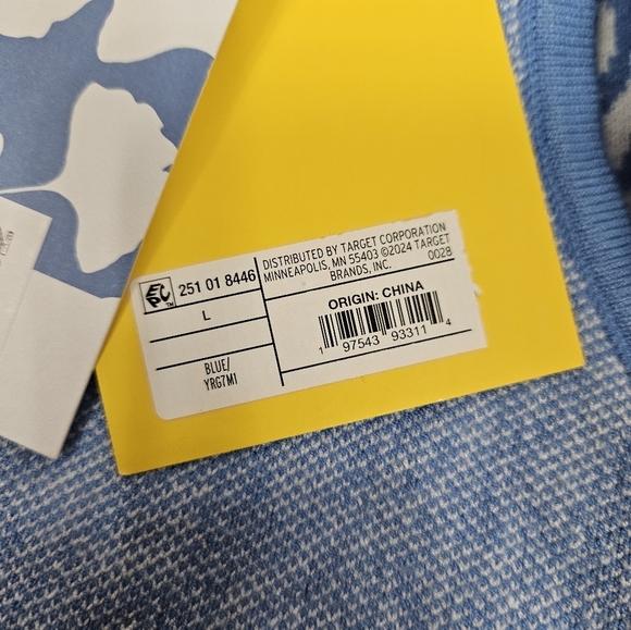 NWT Diane Von Furstenberg Target Collared Sea Twig Blue‎ Sweater Dress Large - Picture 11 of 12